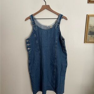 Levi’s Alyssa Denim Dress Jumper Overall Boho Indigo Stonewash Women Large NWT